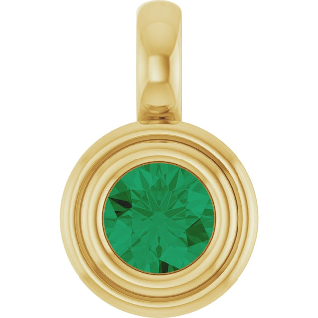 14K Yellow Gold Natural Emerald Charm/Pendant