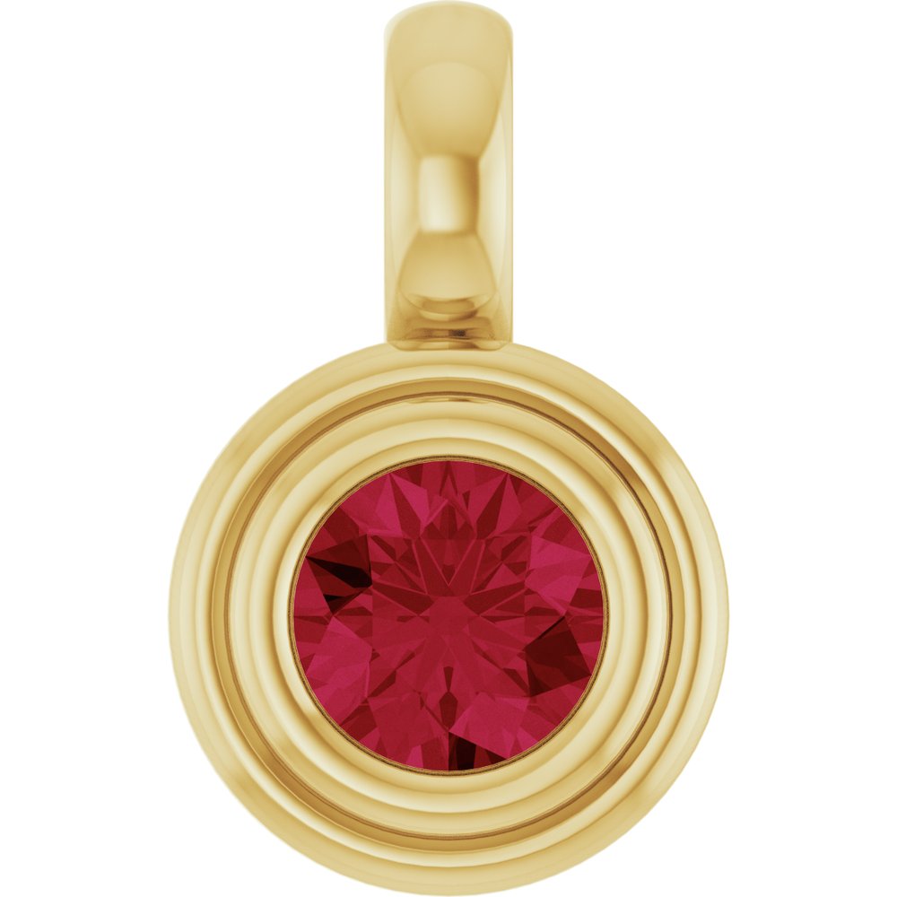 14K Yellow Gold Lab-Grown Ruby Charm/Pendant