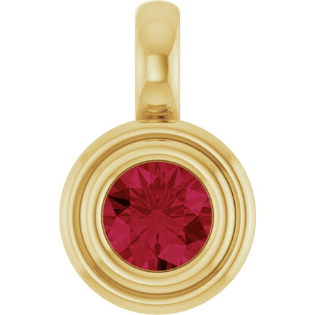 14K Yellow Gold Lab-Grown Ruby Charm/Pendant