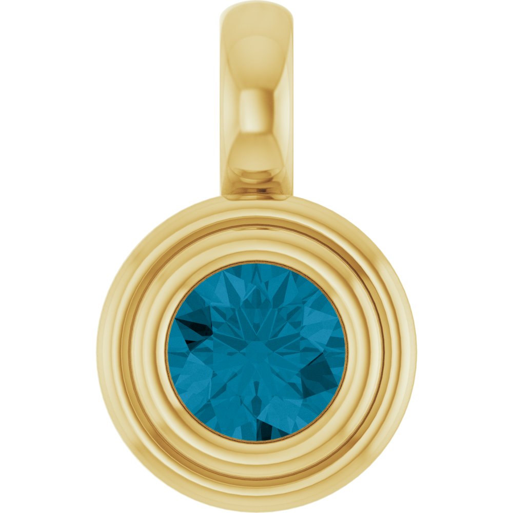 14K Yellow Gold Natural London Blue Topaz Charm/Pendant