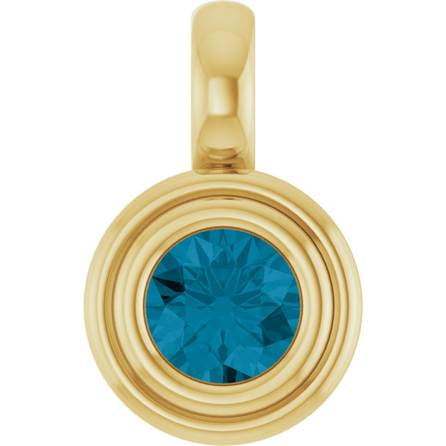 14K Yellow Gold Natural London Blue Topaz Charm/Pendant