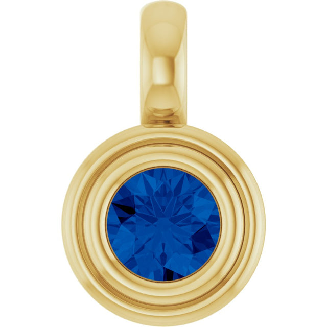 14K Yellow Gold Lab-Grown Blue Sapphire Charm/Pendant