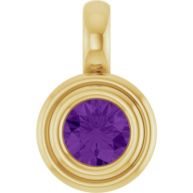 14K Yellow Gold Natural Amethyst Charm/Pendant