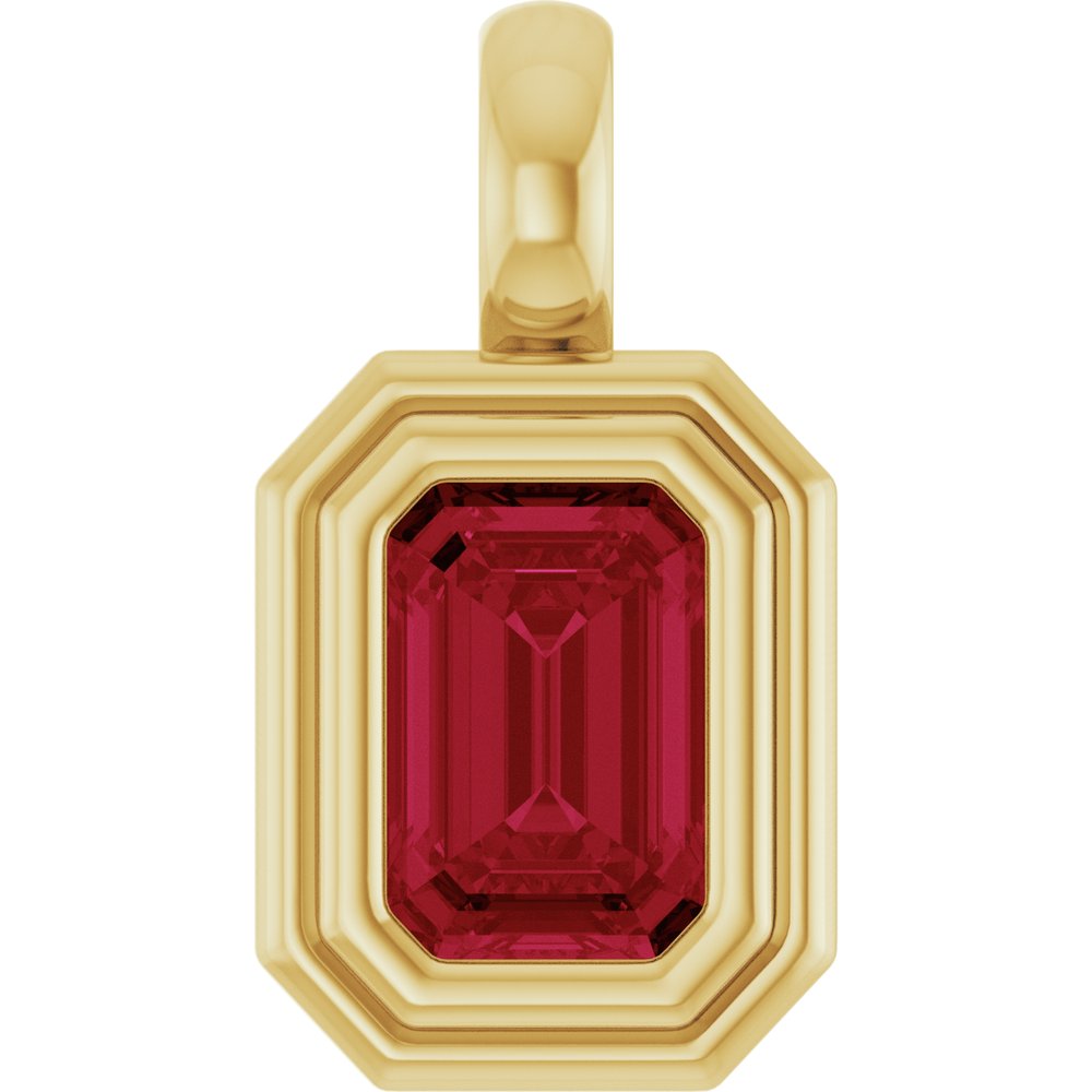 14K Yellow Gold Lab-Grown Ruby Charm/Pendant