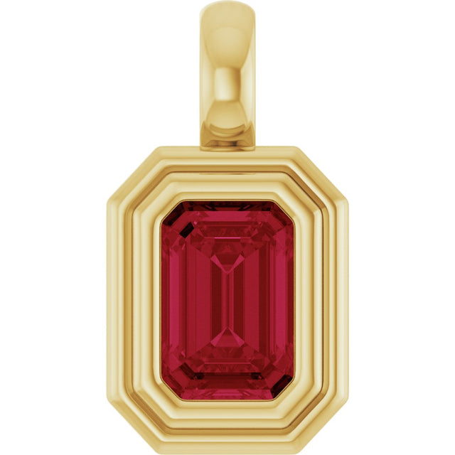 14K Yellow Gold Lab-Grown Ruby Charm/Pendant