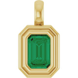 14K Yellow Gold Lab-Grown Emerald Charm/Pendant