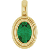 14K Yellow Gold Lab-Grown Emerald Charm/Pendant
