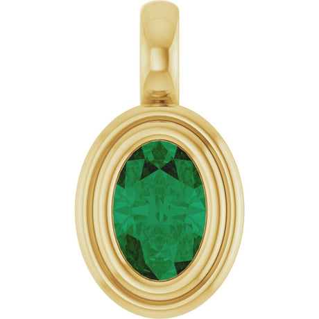 14K Yellow Gold Lab-Grown Emerald Charm/Pendant
