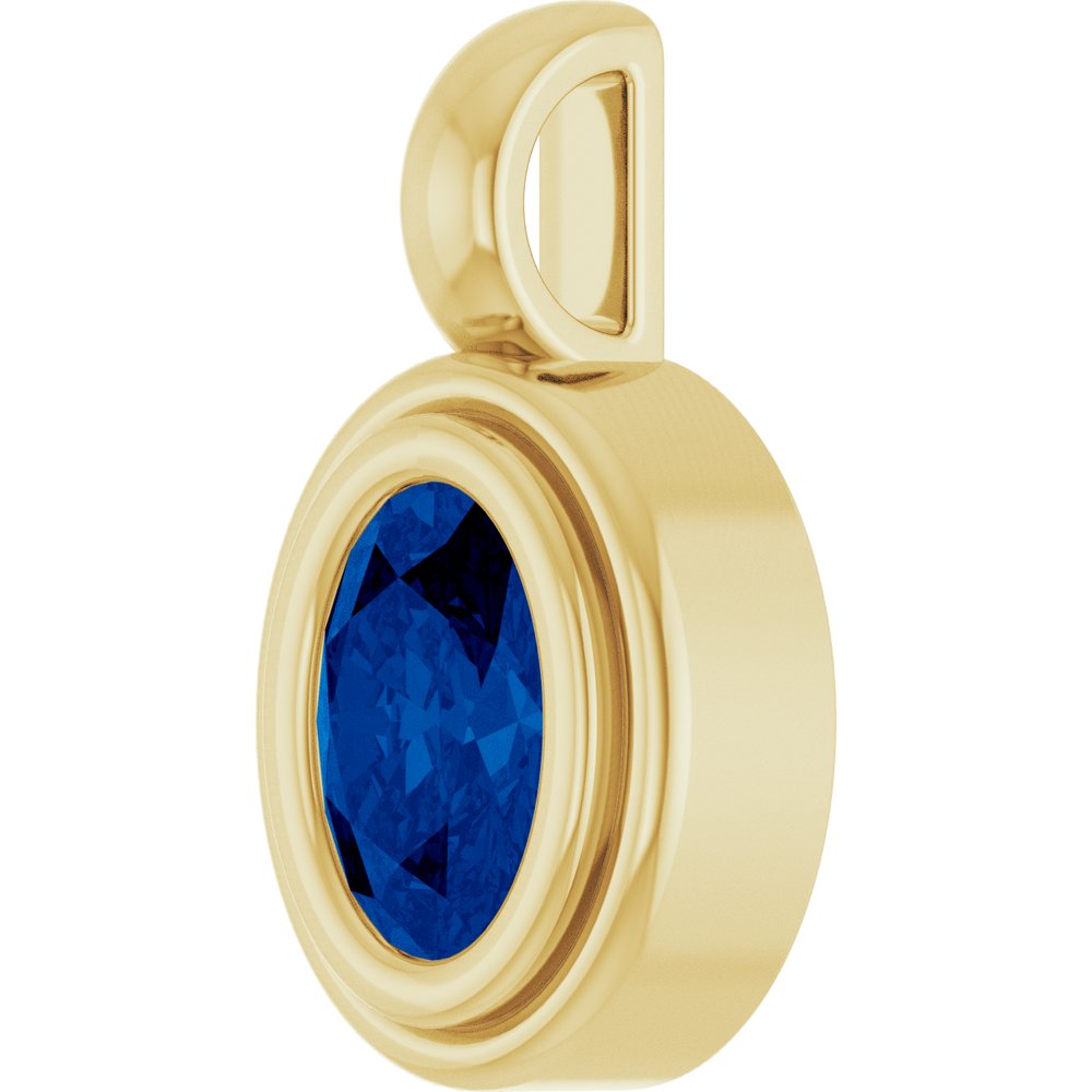 14K Yellow Gold Lab-Grown Blue Sapphire Charm/Pendant