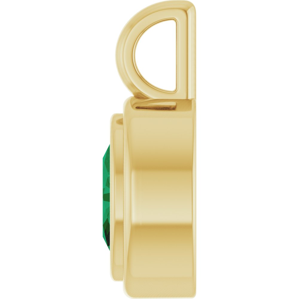 14K Yellow Gold Lab-Grown Emerald Charm/Pendant