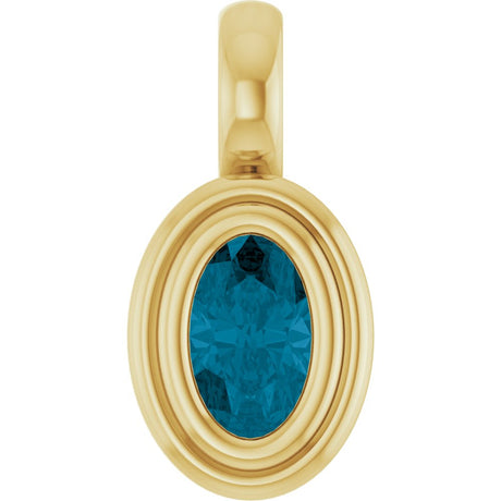 14K Yellow Gold Natural London Blue Topaz Charm/Pendant