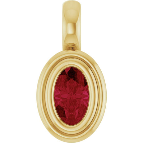 14K Yellow Gold Lab-Grown Ruby Charm/Pendant