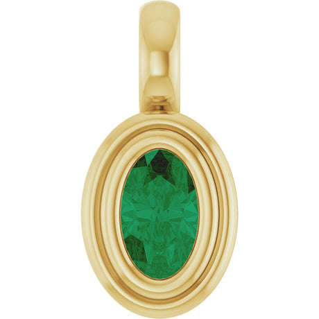 14K Yellow Gold Lab-Grown Emerald Charm/Pendant