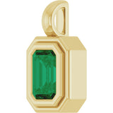 14K Yellow Gold Lab-Grown Emerald Charm/Pendant