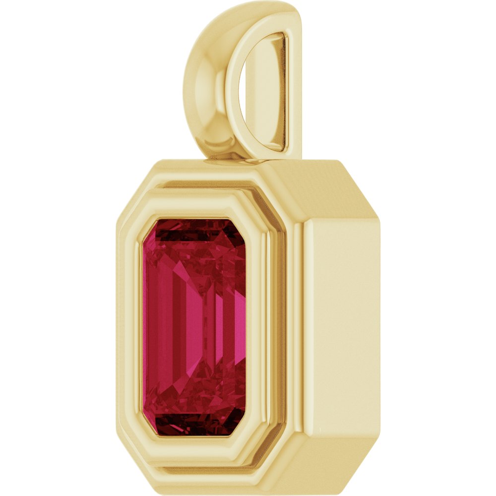 14K Yellow Gold Lab-Grown Ruby Charm/Pendant