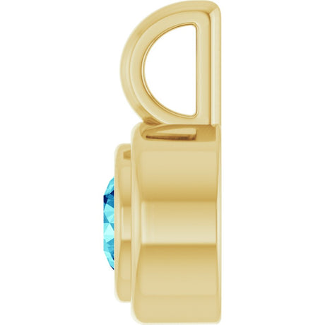 14K Yellow Gold Natural Blue Zircon Charm/Pendant