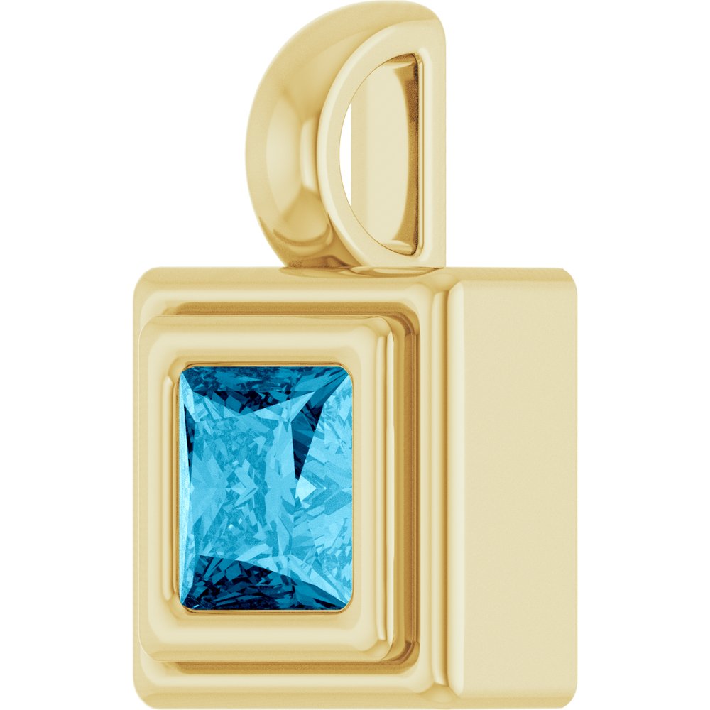 14K Yellow Gold Natural Aquamarine Charm/Pendant