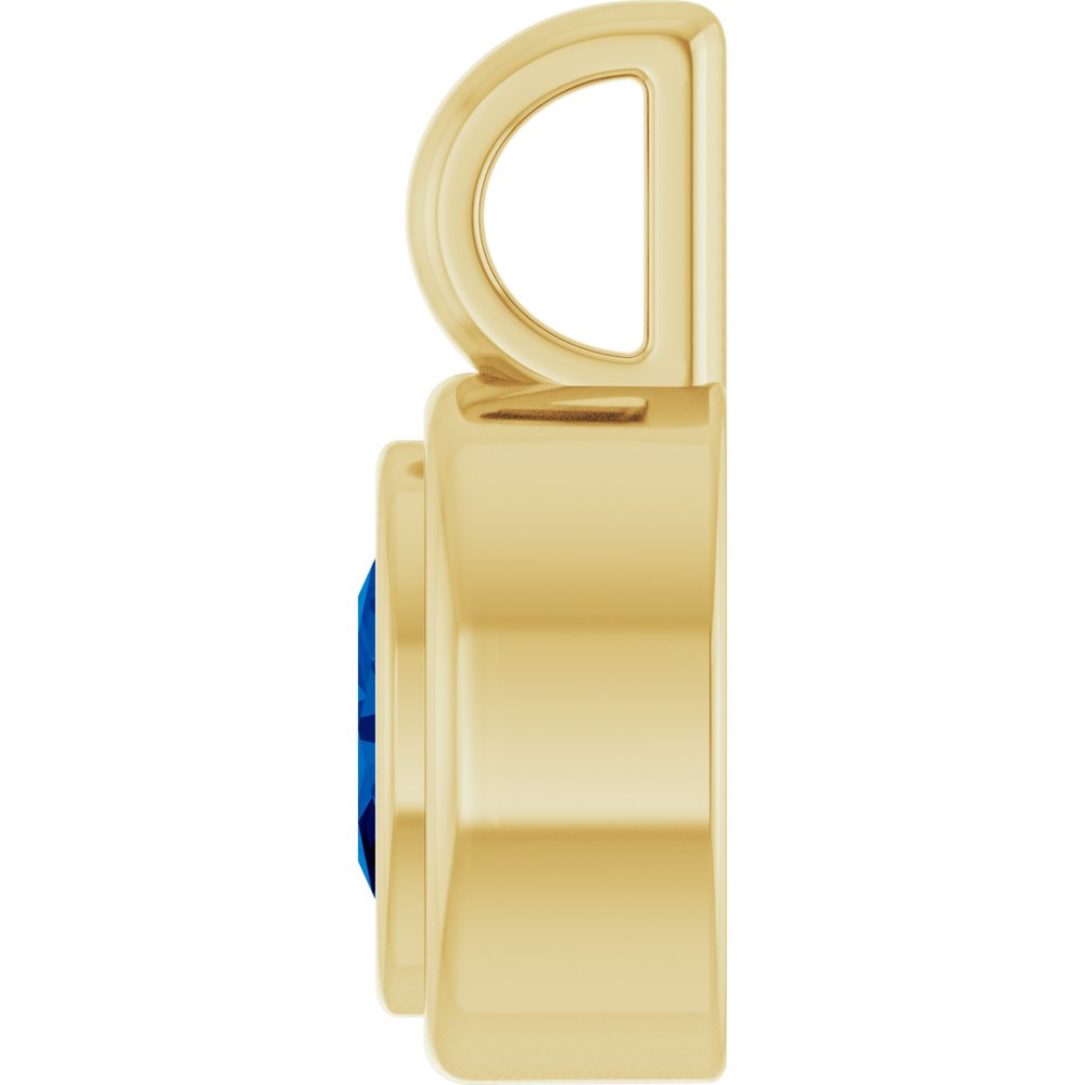 14K Yellow Gold Lab-Grown Blue Sapphire Charm/Pendant