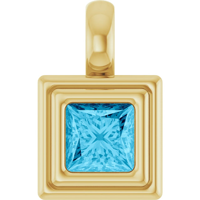 14K Yellow Gold Natural Aquamarine Charm/Pendant