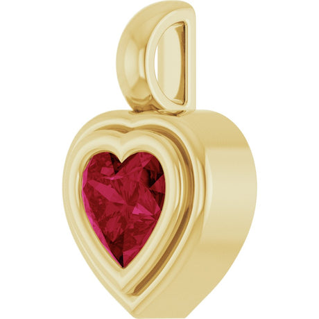 14K Yellow Gold Lab-Grown Ruby Charm/Pendant