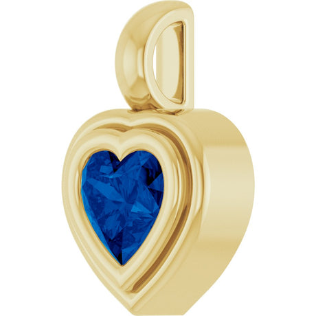 14K Yellow Gold Lab-Grown Blue Sapphire Charm/Pendant