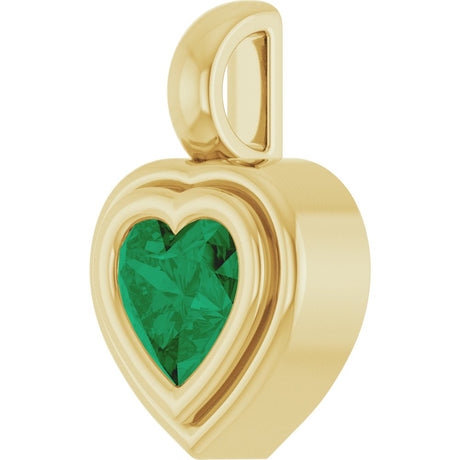 14K Yellow Gold Lab-Grown Emerald Charm/Pendant