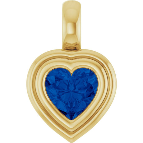 14K Yellow Gold Lab-Grown Blue Sapphire Charm/Pendant