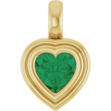 14K Yellow Gold Lab-Grown Emerald Charm/Pendant