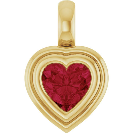 14K Yellow Gold Lab-Grown Ruby Charm/Pendant