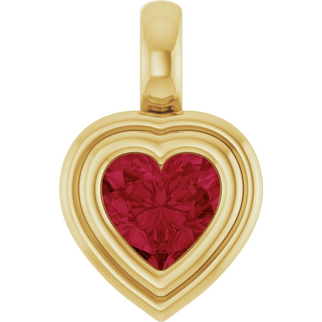 14K Yellow Gold Lab-Grown Ruby Charm/Pendant