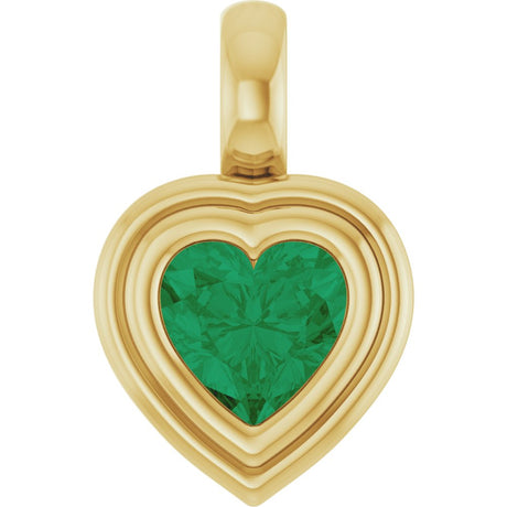 14K Yellow Gold Lab-Grown Emerald Charm/Pendant