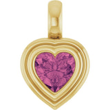 14K Yellow Gold Natural Pink Tourmaline Charm/Pendant