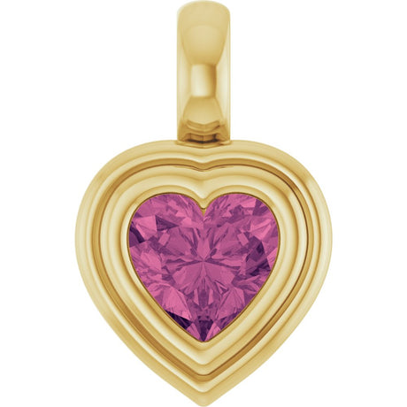 14K Yellow Gold Natural Pink Tourmaline Charm/Pendant
