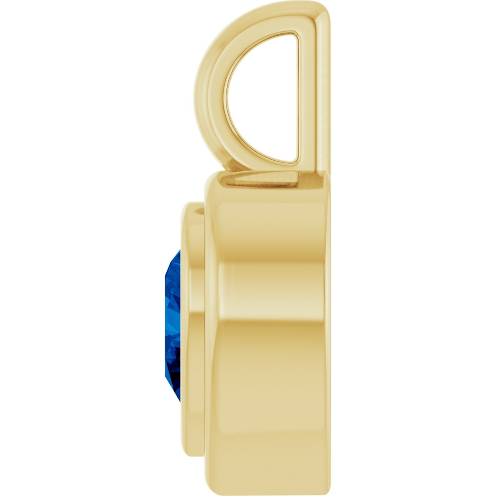 14K Yellow Gold Lab-Grown Blue Sapphire Charm/Pendant