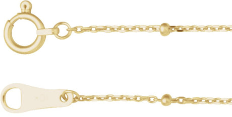 10K Yellow Gold 1.7 mm Satellite Bead Cable 7" Chain