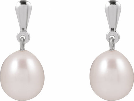 14K White Cultured White Freshwater Pearl Earrings