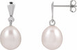 14K White Gold Cultured White Freshwater Pearl Earrings