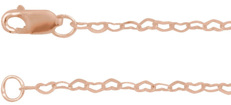 14K Rose 1.9 mm Heart 18" Chain