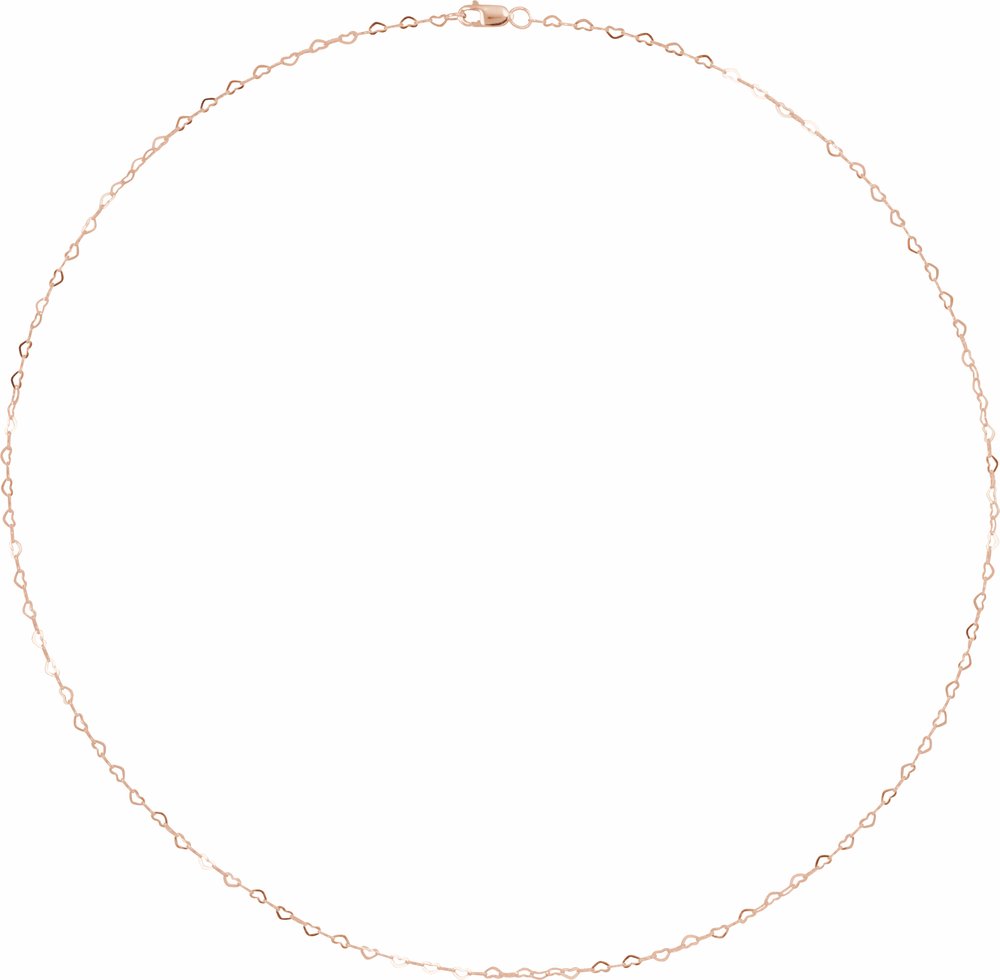 14K Rose 1.9 mm Heart 20" Chain