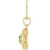 14K Yellow Gold Natural Peridot Solitaire 16-18" Necklace