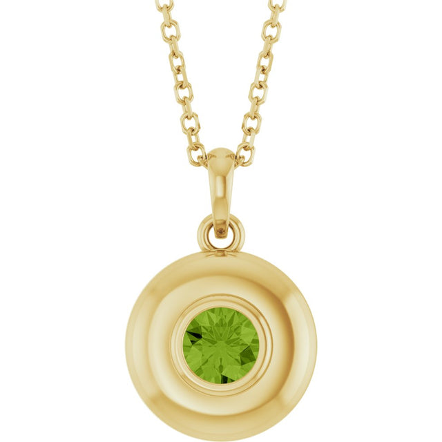 14K Yellow Gold Natural Peridot Solitaire 16-18" Necklace