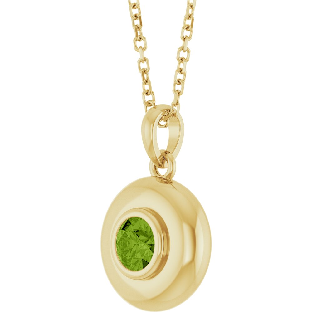 14K Yellow Gold Natural Peridot Solitaire 16-18" Necklace