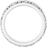 14K White Gold 6 mm Floral Inlay Flat Band Size 8