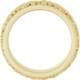 14K Yellow Gold 6 mm Floral Inlay Flat Band Size 7