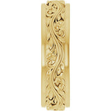 10K Yellow Gold 6 mm Floral Inlay Flat Band Size 10