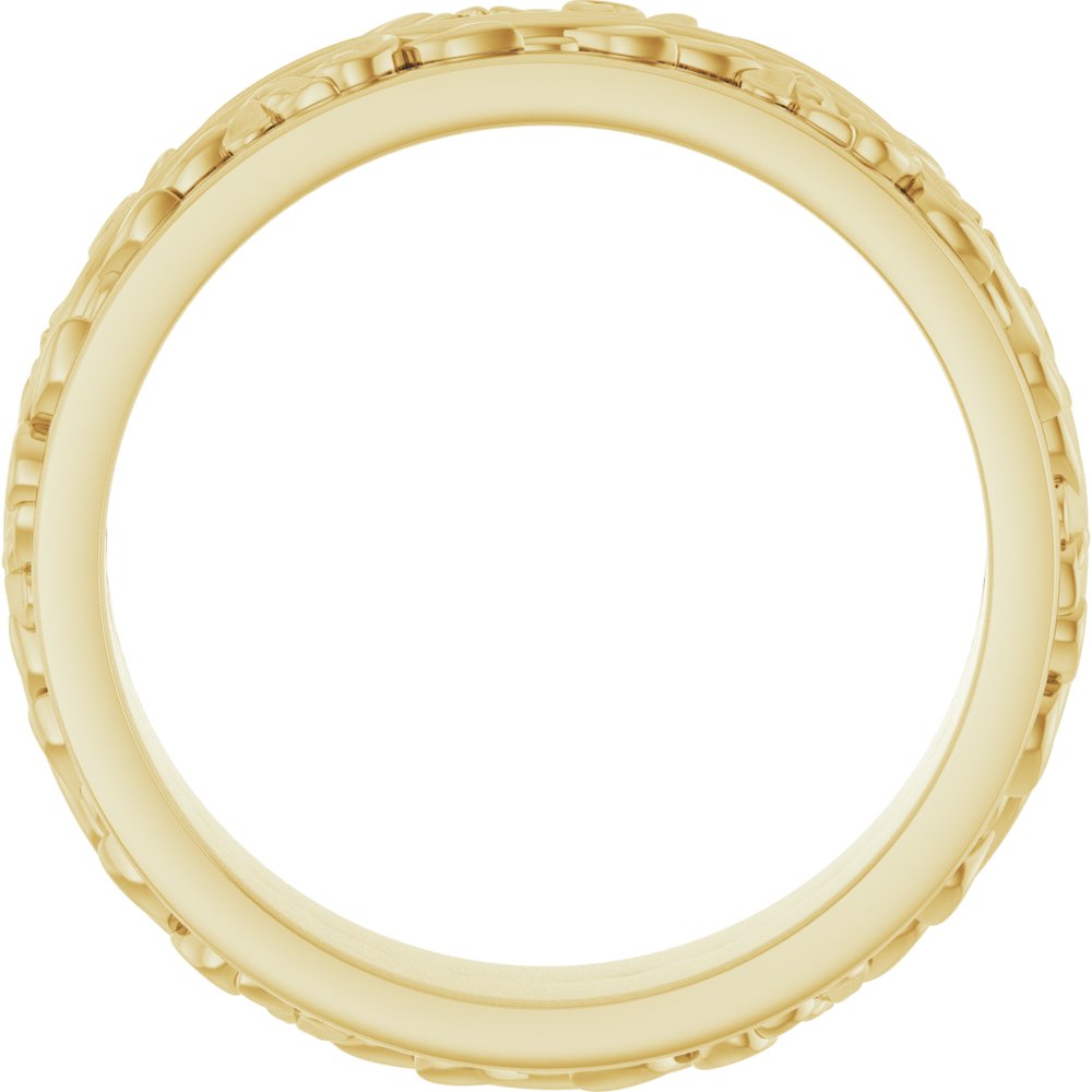 10K Yellow Gold 6 mm Floral Inlay Flat Band Size 10