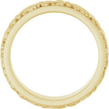 10K Yellow Gold 6 mm Floral Inlay Flat Band Size 10