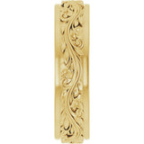 10K Yellow Gold 6 mm Floral Inlay Flat Band Size 12