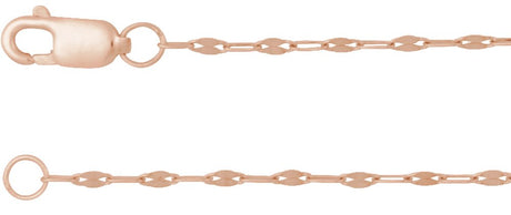 14K Rose Gold 1.5 mm Keyhole 18" Chain