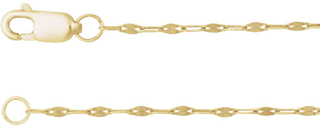14K Yellow Gold 1.5 mm Keyhole 20" Chain